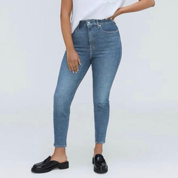 Everlane The Curvy Way High Skinny Jean Faded Blue Size 28 Crop NWT - Picture 1 of 8